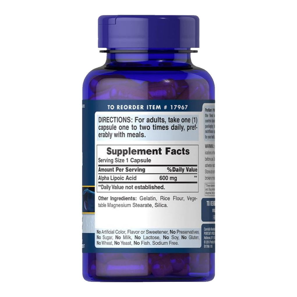 Puritan's Pride Alpha Lipoic Acid 600mg. / 30 Capsules Puritan's Pride Alpha Lipoic Acid 600mg. / 30 Capsules