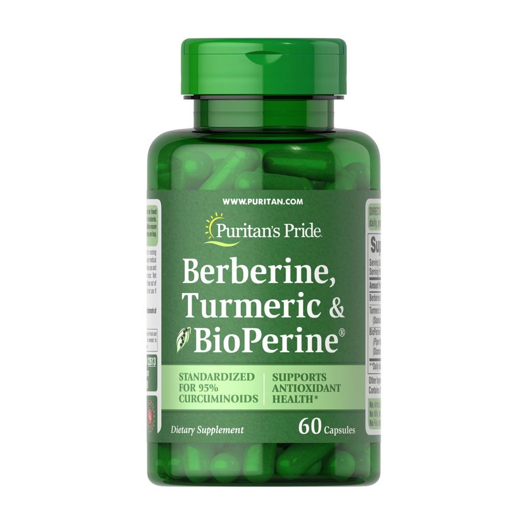 Puritan's Pride Berberine, Turmeric & BioPerine® Black Pepper / 60 Capsules Puritan's Pride Berberine, Turmeric & BioPerine® Black Pepper / 60 Capsules