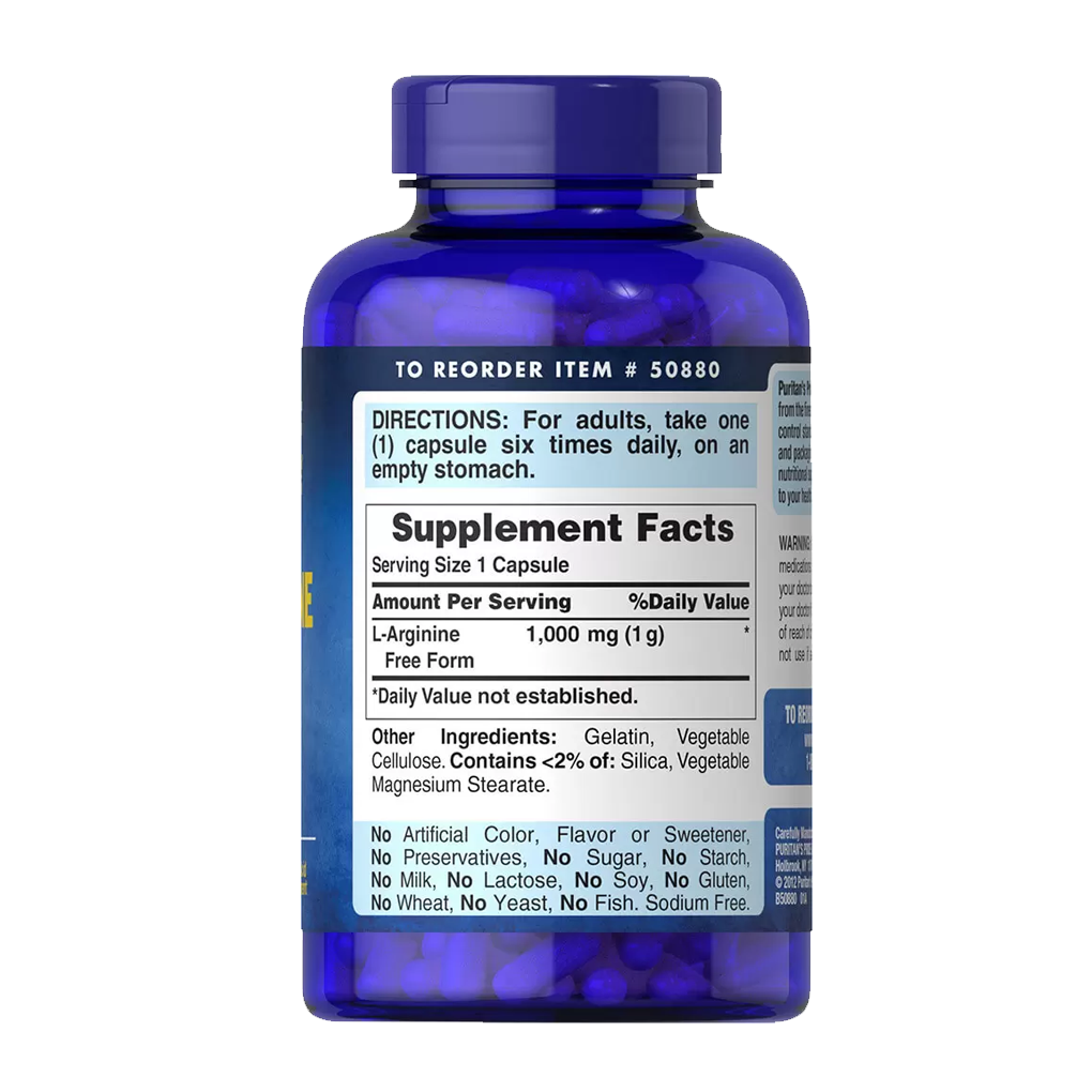 Puritan's Pride L-Arginine 1000 mg / 100 Capsules Puritan's Pride L-Arginine 1000 mg / 100 Capsules