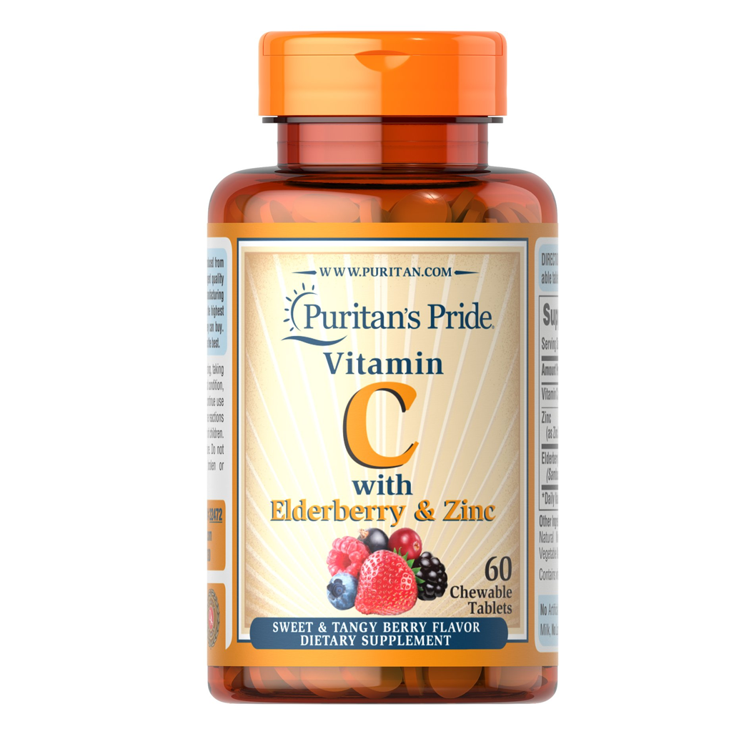Puritan's Pride  Vitamin C with Elderberry & Zinc / 60 Chewables