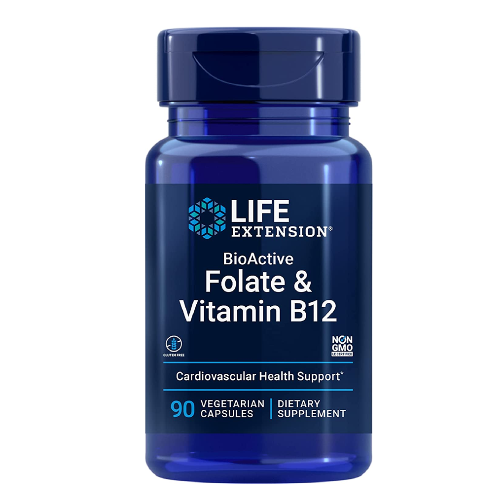 Life Extension BioActive Folate & Vitamin B12 / 90 vegetarian capsules