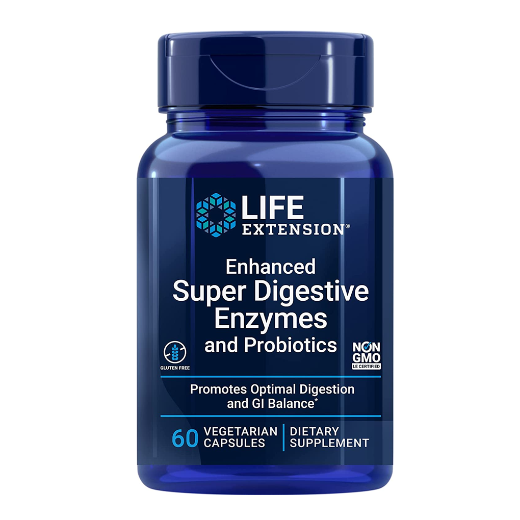 Life Extension Enhanced Super Digestive Enzymes and Probiotics / 60 Vegetarian Capsules