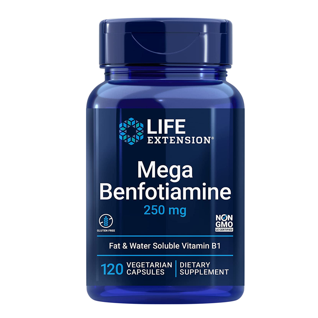 Life Extension Mega Benfotiamine (Fat-soluble Vitamin B1) 250 mg / 120 Vegetarian Capsules