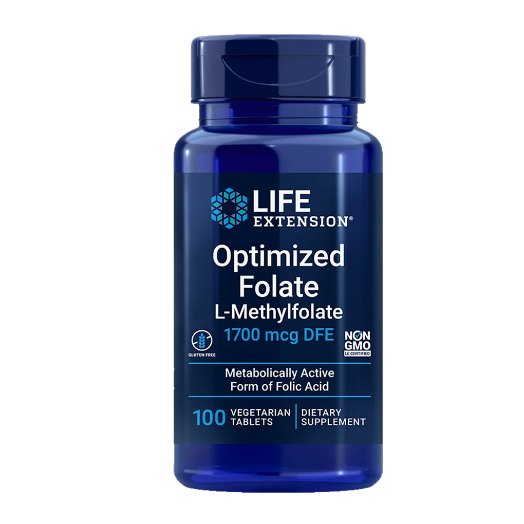 Life Extension Optimized Folate (L-Methylfolate) 1,700 mcg / 100 Vegetarian Tablets Life Extension Optimized Folate (L-Methylfolate) 1,700 mcg / 100 Vegetarian Tablets