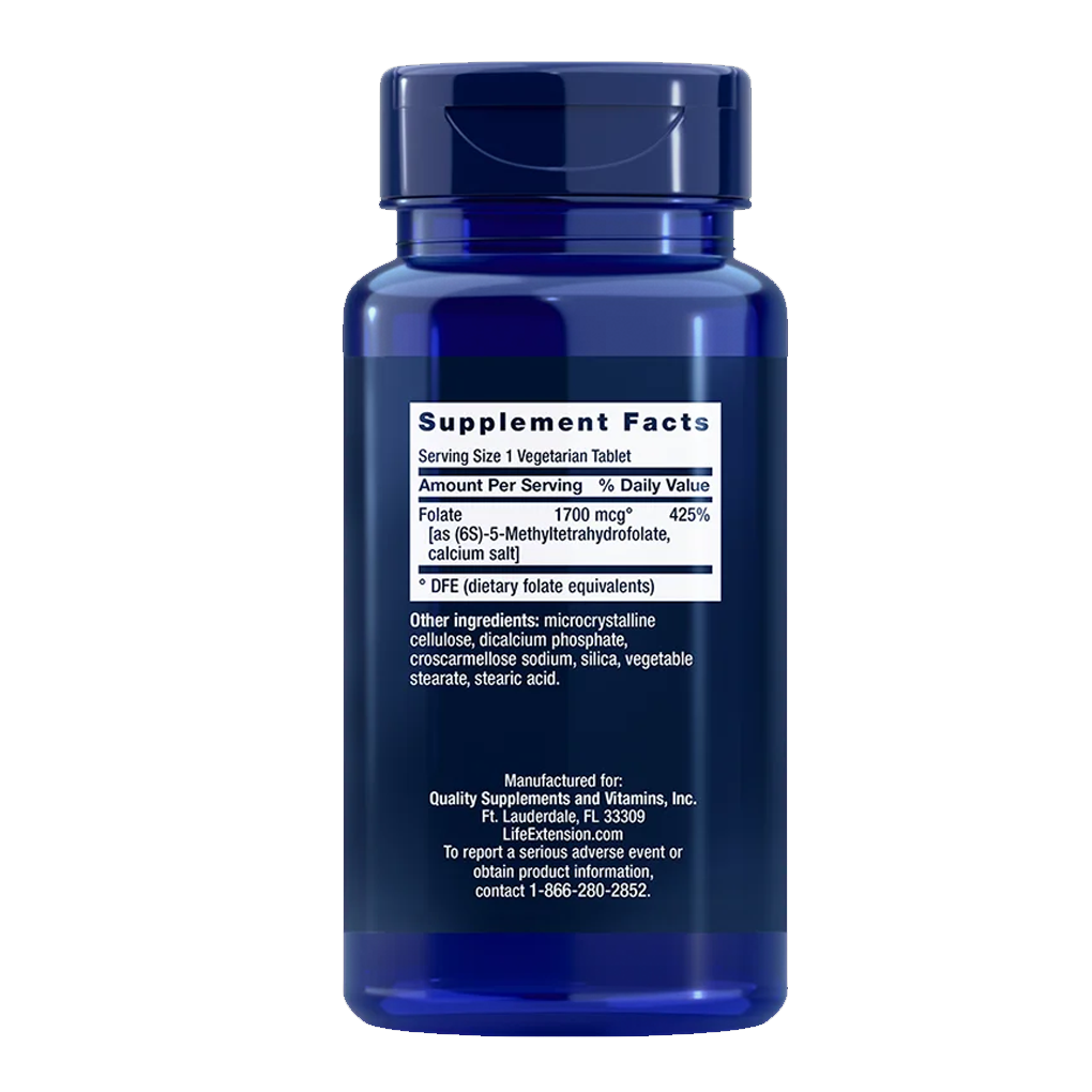 Life Extension Optimized Folate (L-Methylfolate) 1,700 mcg / 100 Vegetarian Tablets Life Extension Optimized Folate (L-Methylfolate) 1,700 mcg / 100 Vegetarian Tablets