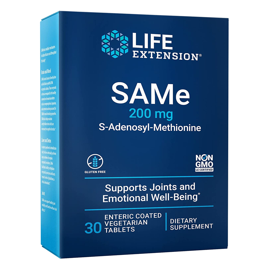 Life Extension SAMe S-Adenosyl-Methionine 200 mg / 30 Enteric-Coated Vegetarian Tablet