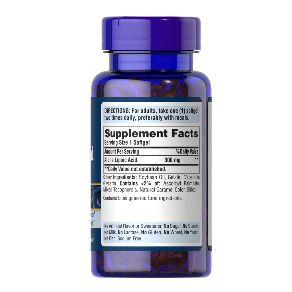 Puritan’s Pride Alpha Lipoic Acid 300 mg / 60 Softgels Puritan’s Pride Alpha Lipoic Acid 300 mg / 60 Softgels