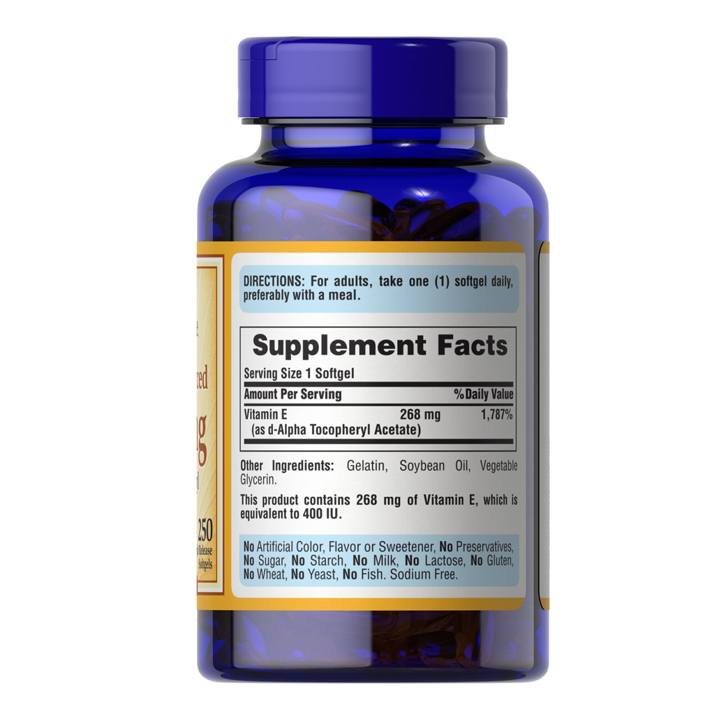 Puritan’s Pride Vitamin E-400 iu 100% Natural / 250 Softgels Puritan’s Pride Vitamin E-400 iu 100% Natural / 250 Softgels
