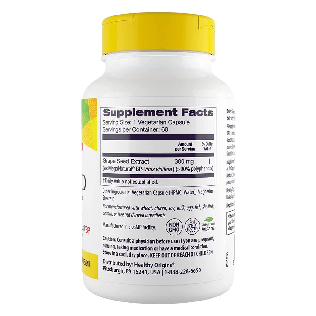 Healthy Origins MegaNatural-BP Grape Seed Extract 300 mg / 60 Veggie Caps Healthy Origins MegaNatural-BP Grape Seed Extract 300 mg / 60 Veggie Caps