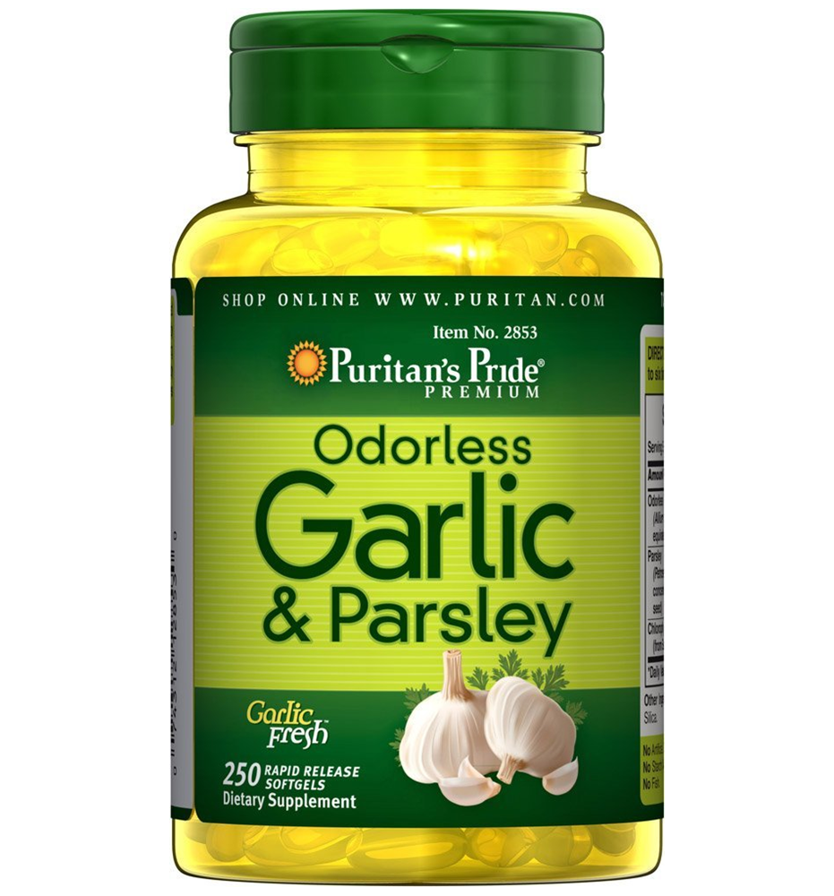 Puritan's Pride Odorless Garlic & Parsley 500 mg / 100 mg-250 Softgels Puritan's Pride Odorless Garlic & Parsley 500 mg / 100 mg-250 Softgels