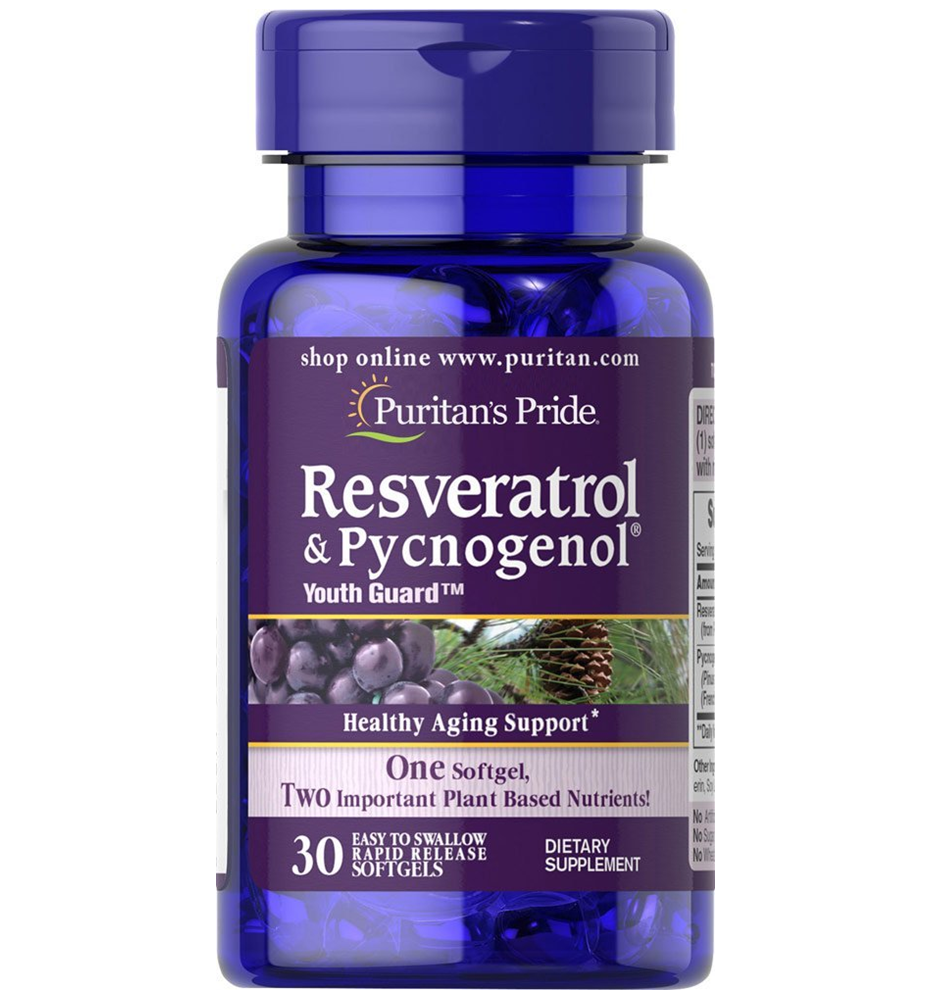 Puritan’s Pride Resveratrol 100 mg & Pycnogenol® 30 mg / 30 Softgels Puritan’s Pride Resveratrol 100 mg & Pycnogenol® 30 mg / 30 Softgels
