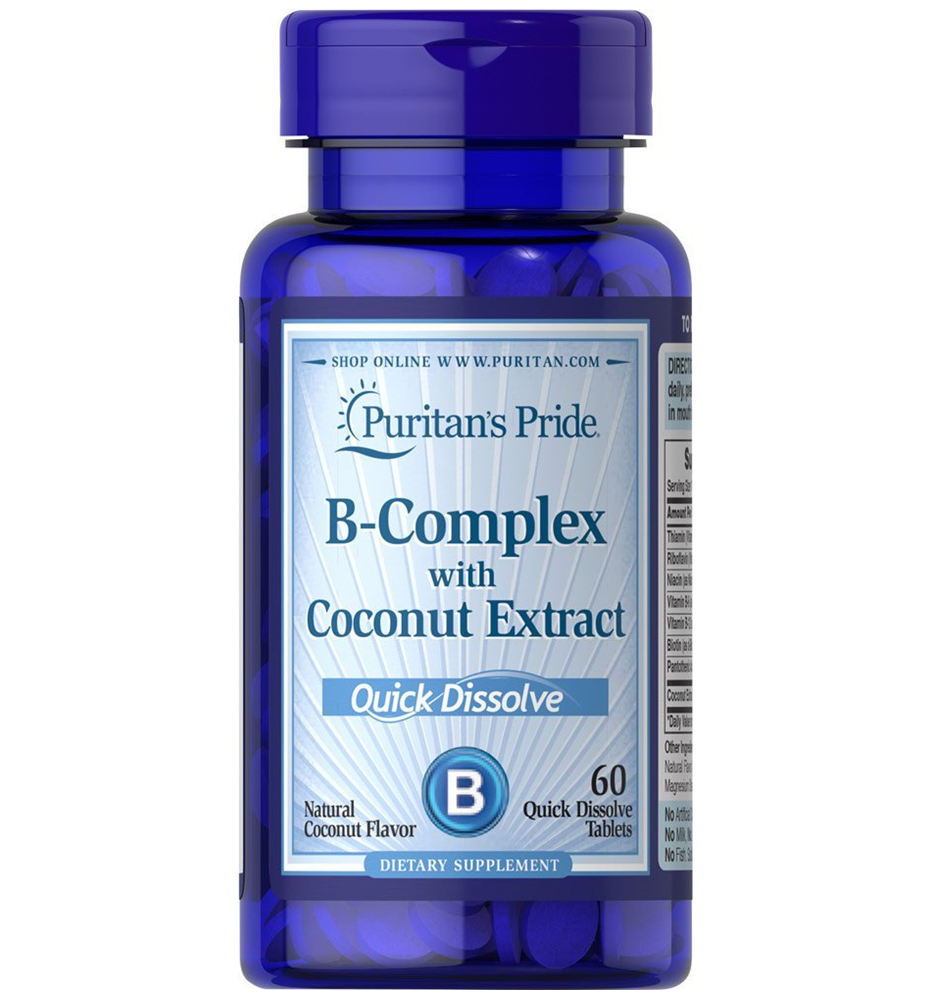 Puritan’s Pride Vitamin B-Complex with Coconut Extract Quick Dissolve/ 60 Tablets