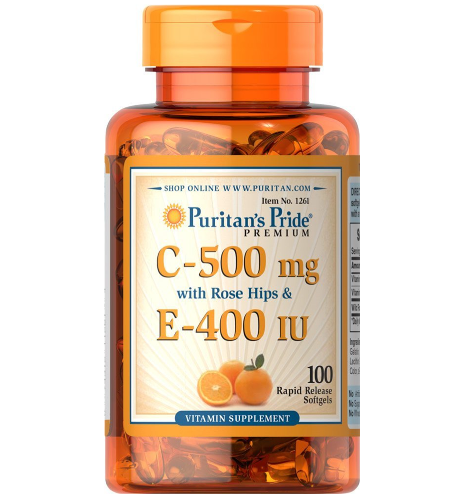 Puritan's Pride Vitamin C & E 500 mg/400 IU with Rose Hips / 100 Softgels Puritan's Pride Vitamin C & E 500 mg/400 IU with Rose Hips / 100 Softgels