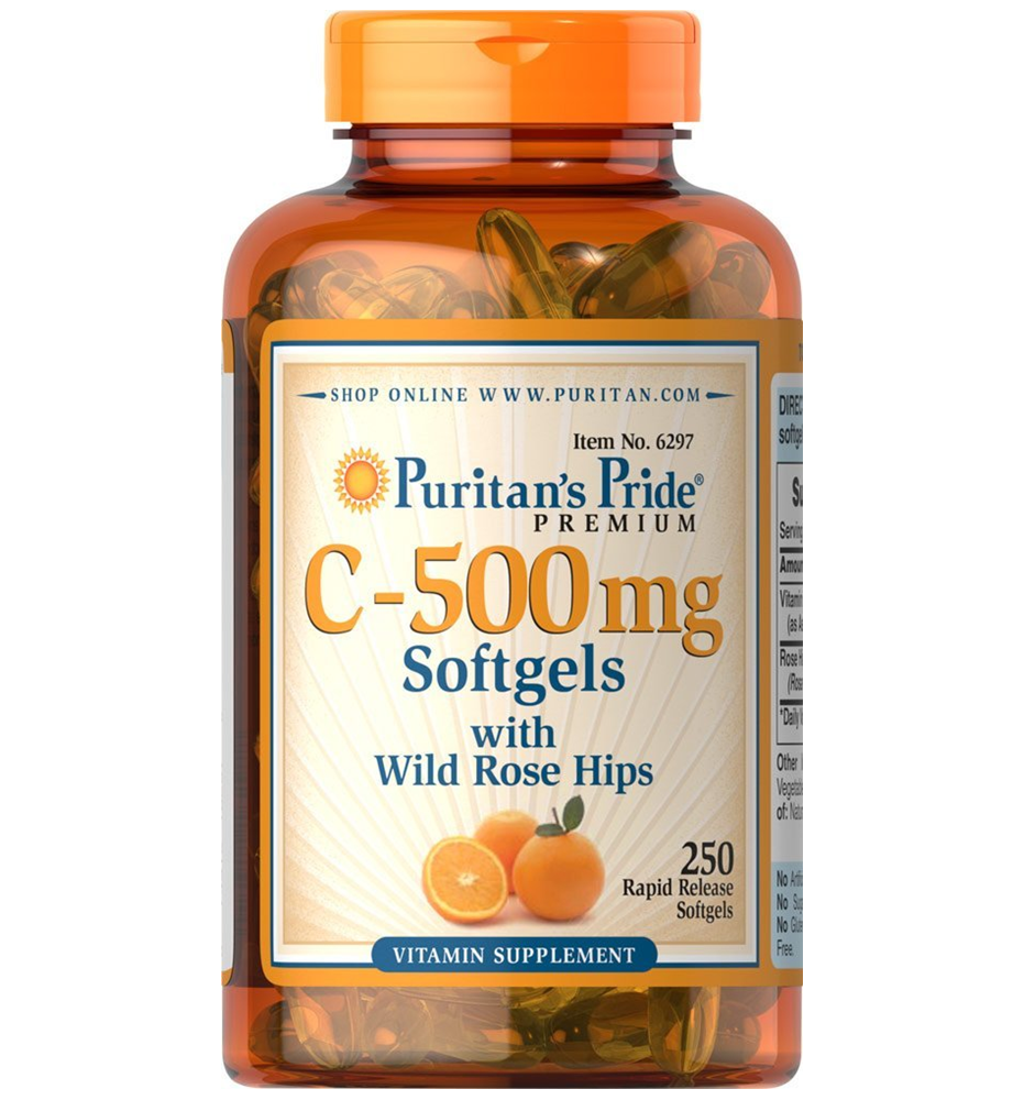 Puritan's Pride Vitamin C-500 mg with Rosehips  / 250 Softgels