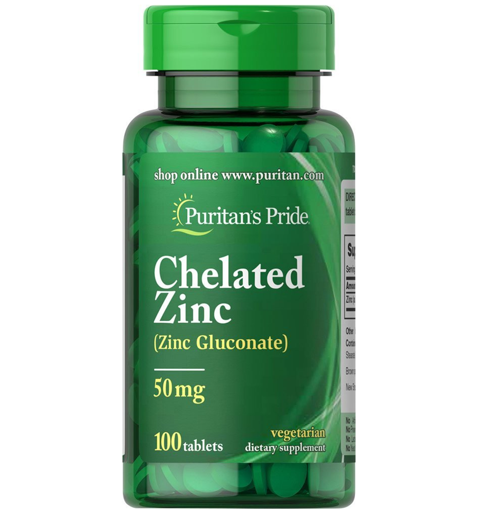 Puritan's Pride Zinc Chelate (Zinc Gluconate) 50 mg / 100 Tablets
