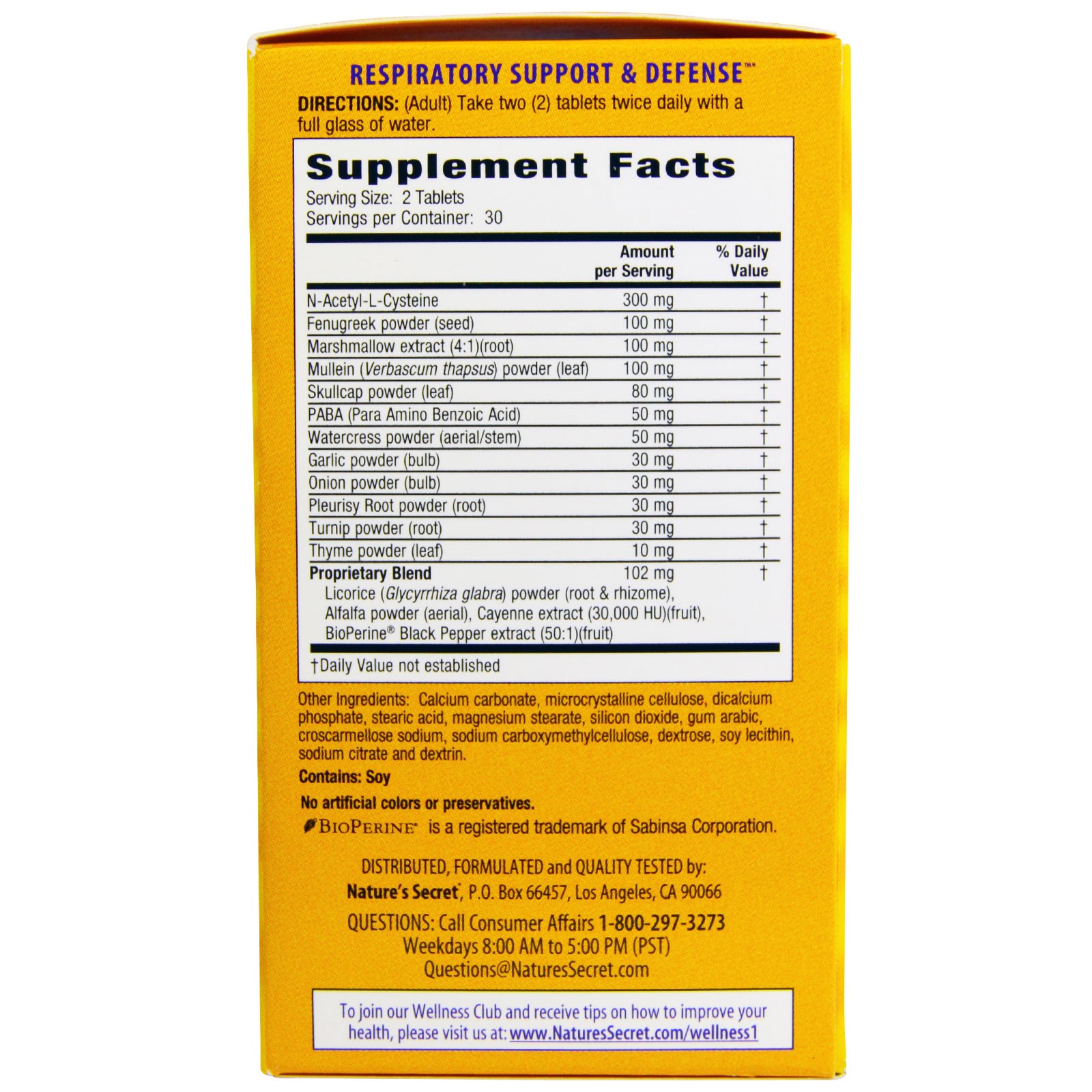Nature's Secret Respiratory Support & Defense™ / 60 Tablets Nature's Secret Respiratory Support & Defense™ / 60 Tablets