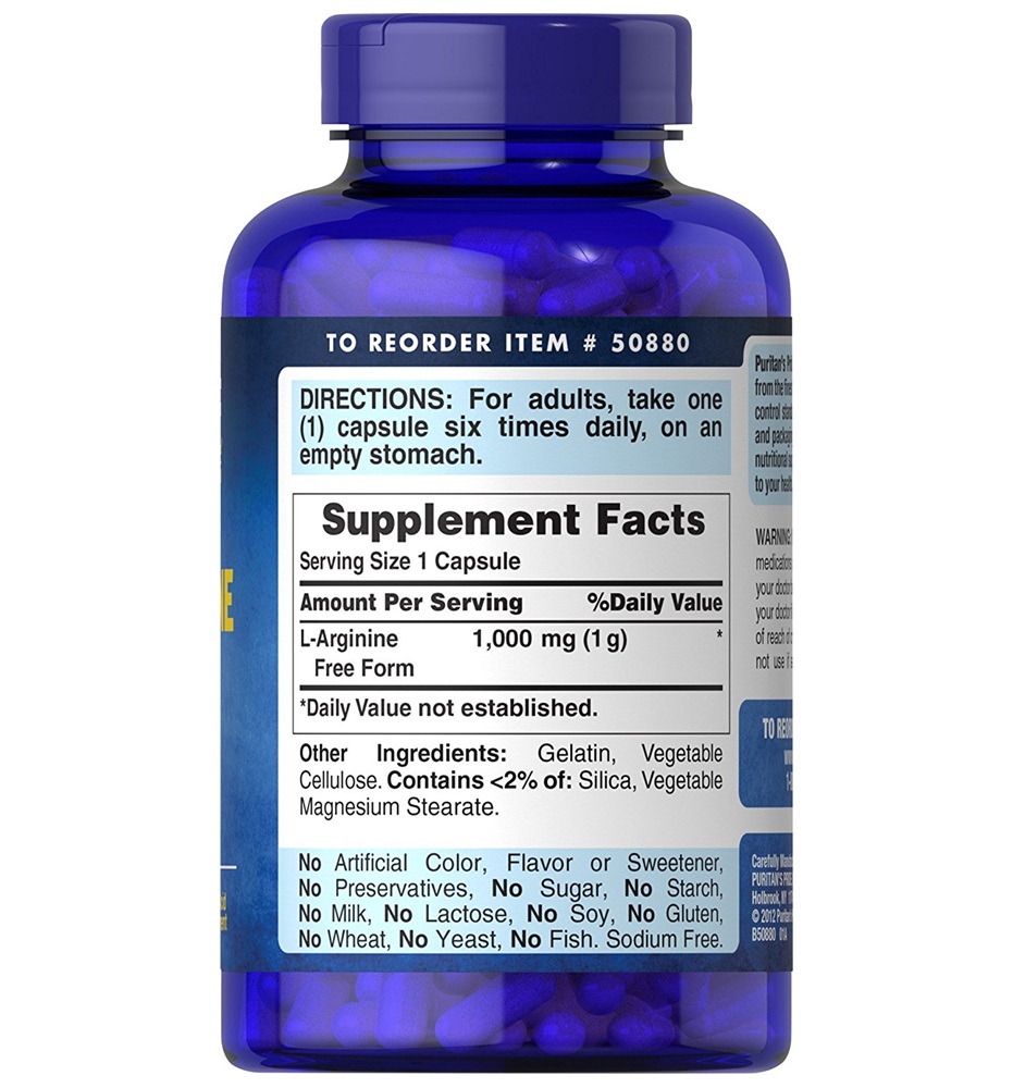 Puritan's Pride L-Arginine 1000 mg / 100 Caplets Puritan's Pride L-Arginine 1000 mg / 100 Caplets