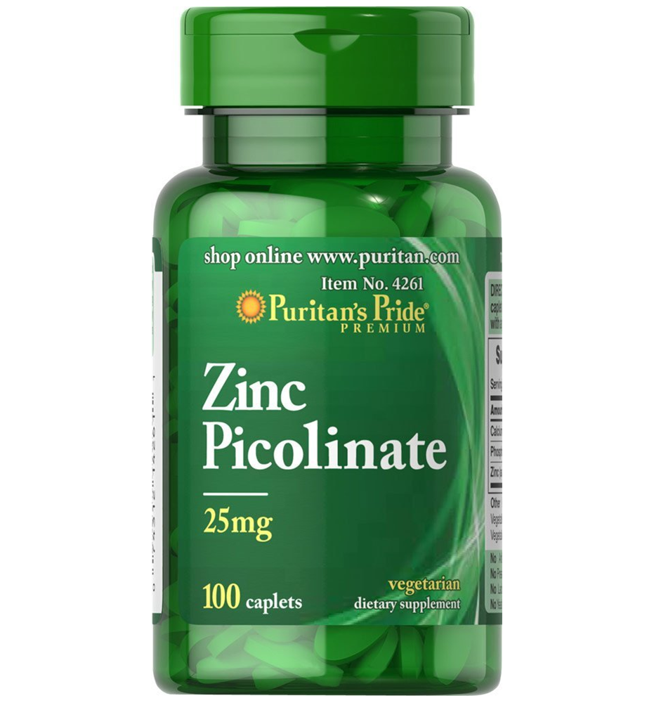 Puritan's Pride Zinc Picolinate 25 mg ( With Calcium&Phosphorus) / 100 Caplets