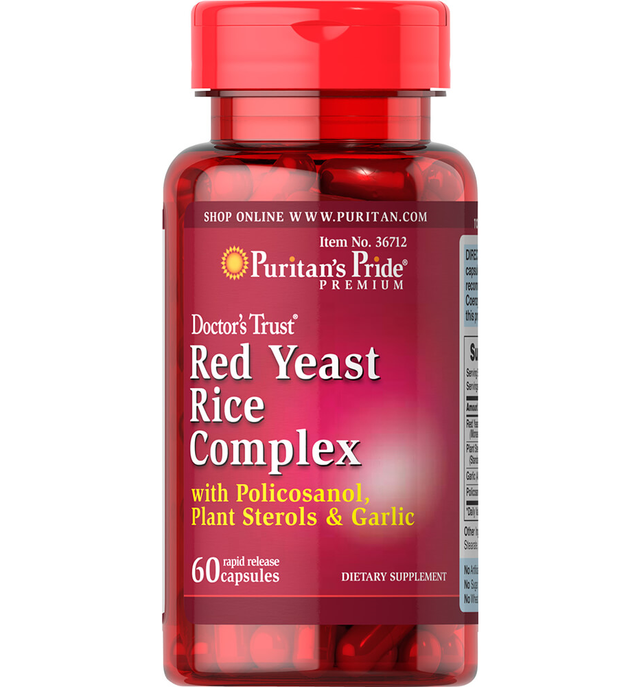 Puritan's Pride Red Yeast Rice 1200 mg. Complex with Policosanol , Plan sterols & Garlic / 60 Capsules Puritan's Pride Red Yeast Rice 1200 mg. Complex with Policosanol , Plan sterols & Garlic / 60 Capsules