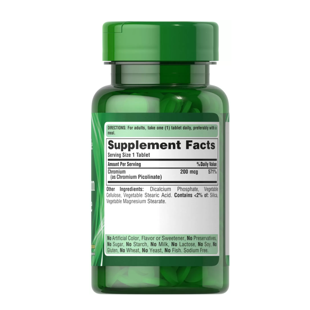Puritan's Pride Chromium Picolinate 200 mcg Yeast Free / 100 Tablets Puritan's Pride Chromium Picolinate 200 mcg Yeast Free / 100 Tablets