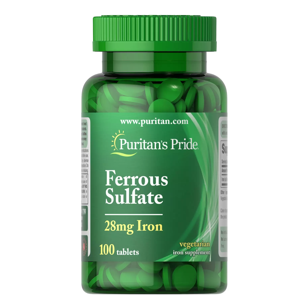 Puritan's Pride Iron Ferrous Sulfate 28 mg / 100 Tablets