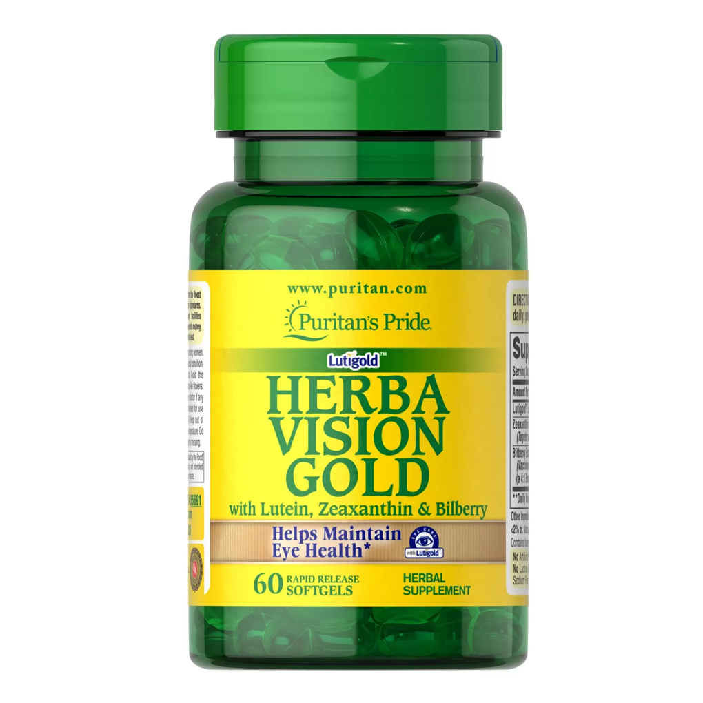 Puritan's Pride  Herbavision Gold with Lutein, Bilberry and Zeaxanthin / 60 Softgels