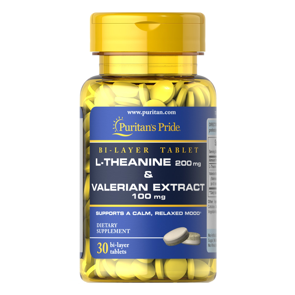 Puritan's Pride L-Theanine 200 mg & Valerian Extract 100 mg / 30 Tablets