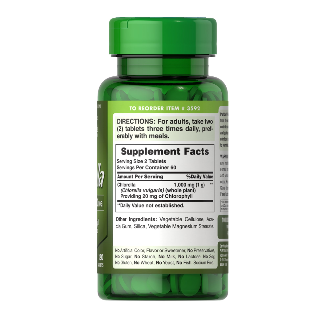 Puritan's Pride Natural Chlorella 500 mg / 120 Tablets Puritan's Pride Natural Chlorella 500 mg / 120 Tablets