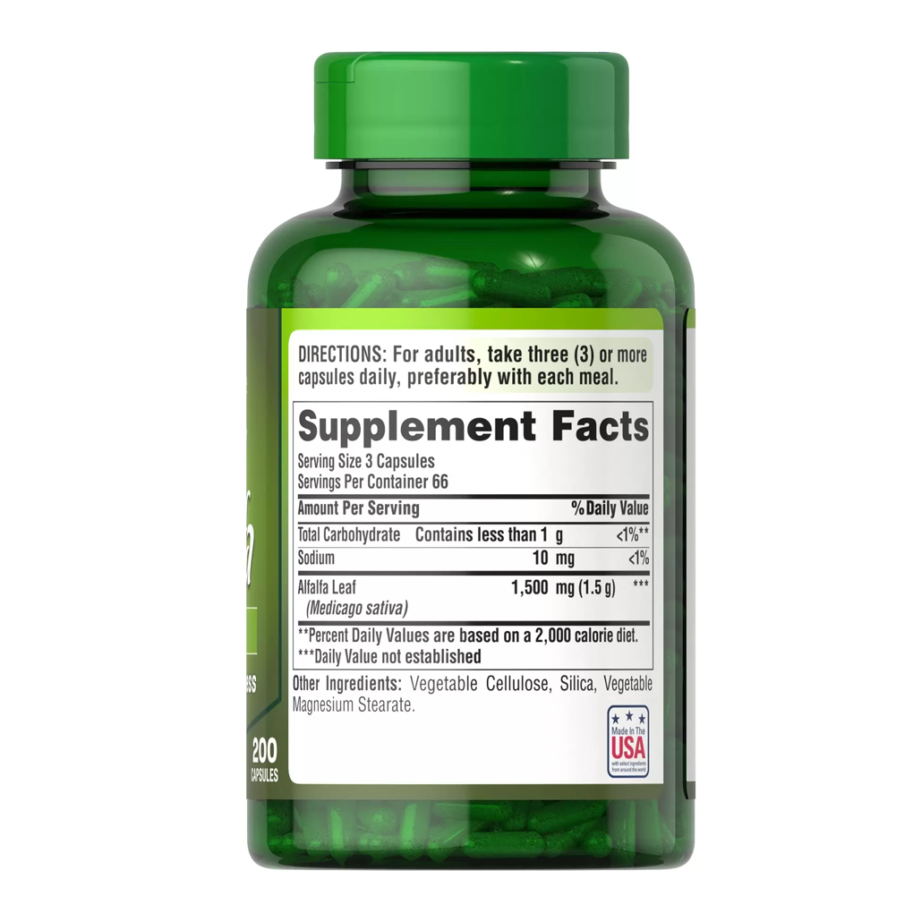Puritan's Pride Naturally Sourced Alfalfa 500 mg / 200 Capsules Puritan's Pride Naturally Sourced Alfalfa 500 mg / 200 Capsules