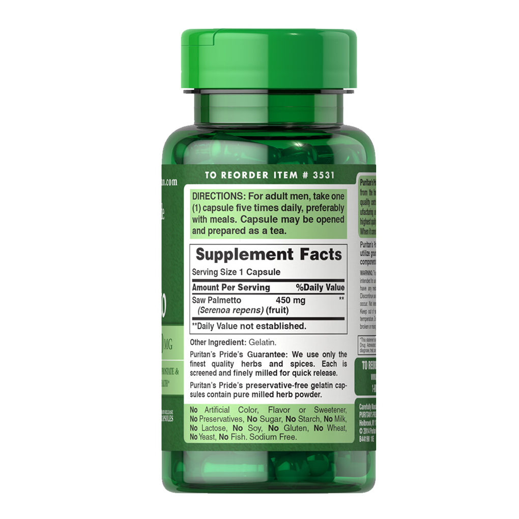 Puritan's pride Saw Palmetto 450 mg / 100 Capsules Puritan's pride Saw Palmetto 450 mg / 100 Capsules