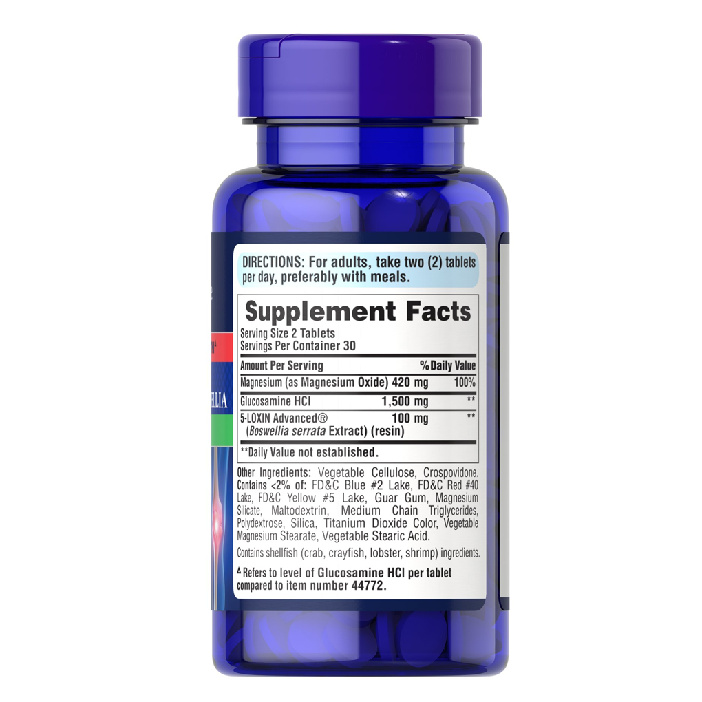 Puritan's Pride Triple Strength Joint Soother® Glucosamine Boswellia + Magnesium / 60 Tablets Puritan's Pride Triple Strength Joint Soother® Glucosamine Boswellia + Magnesium / 60 Tablets