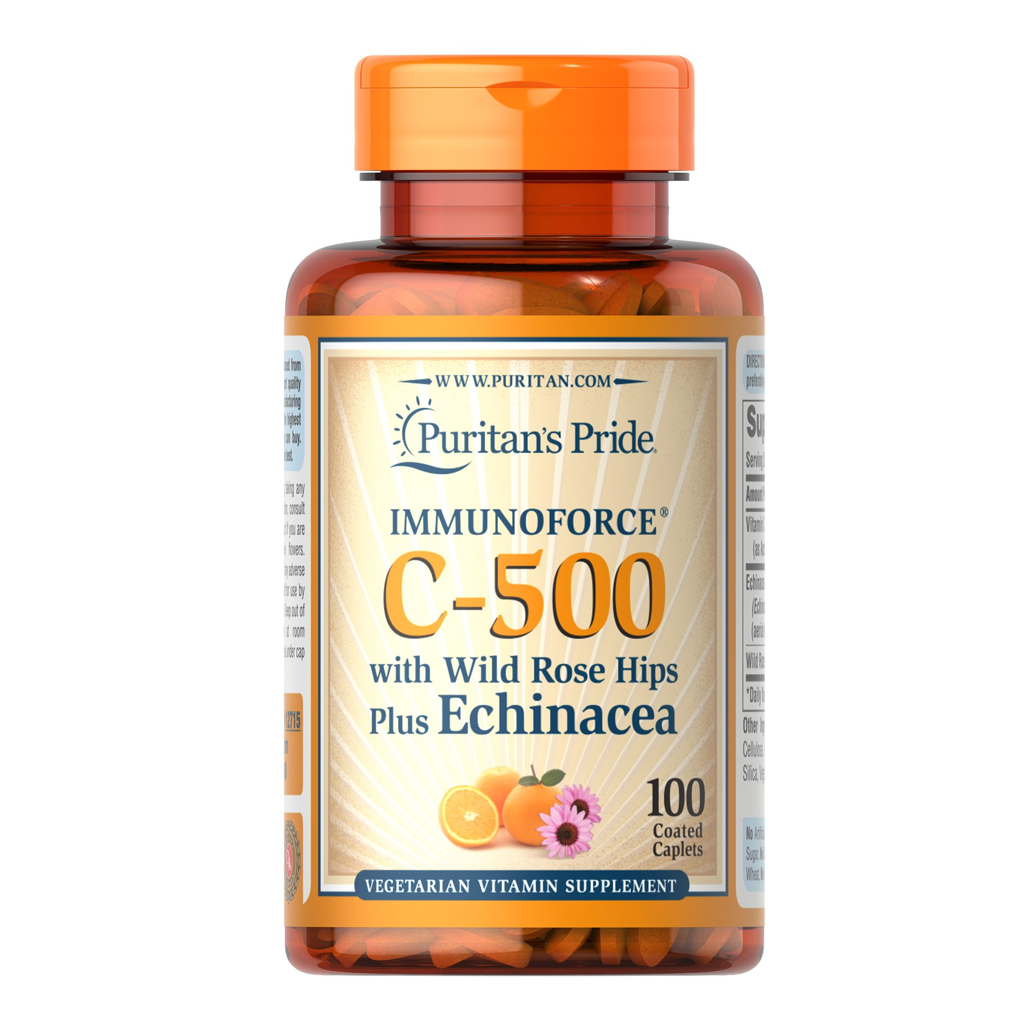 Puritan's Pride Vitamin C-500 with Rose Hips & Echinacea  500 mg. / 100 Caplets