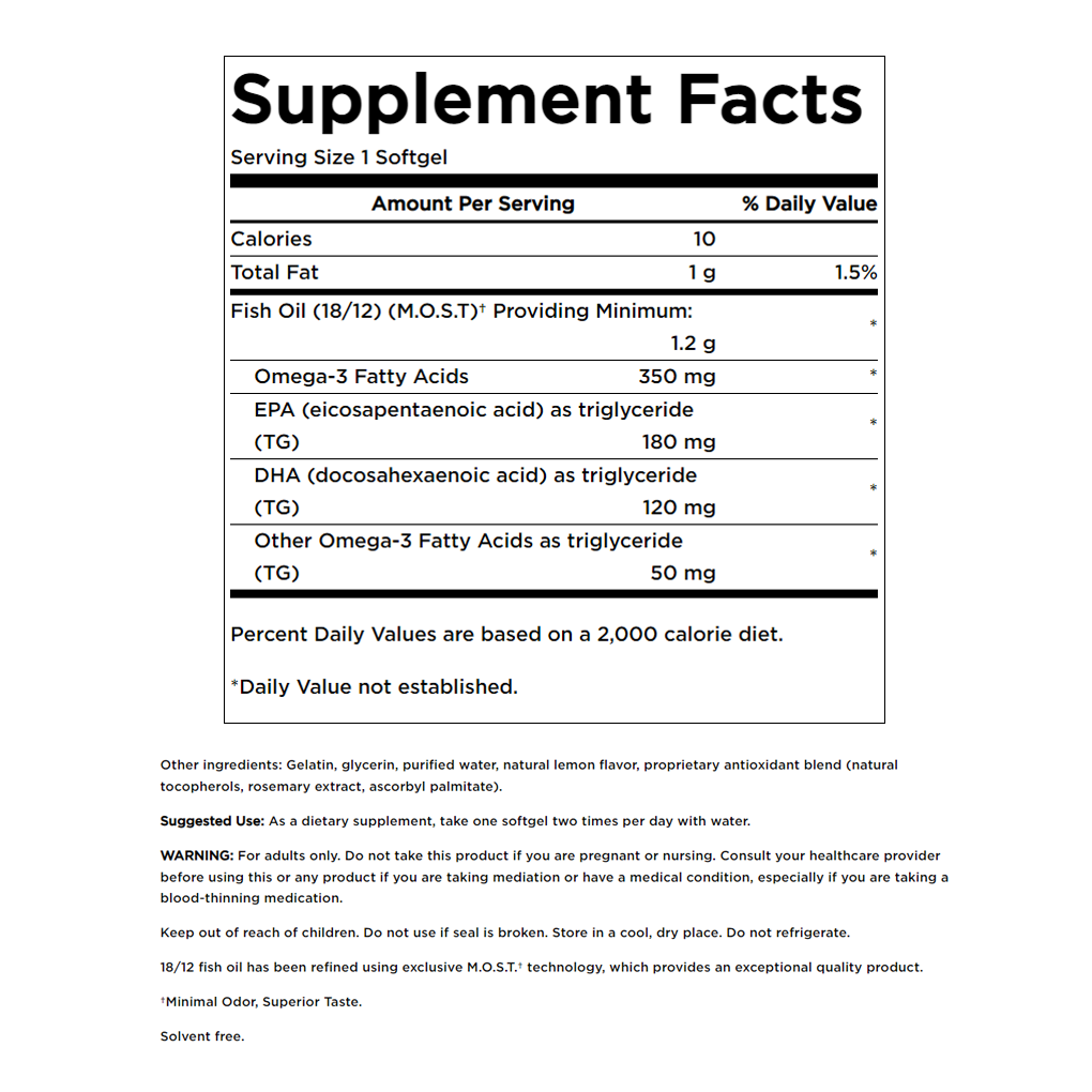 Swanson EFAs EcOmega EPA/DHA Fish Oil 180/120 mg - 120 Sgels