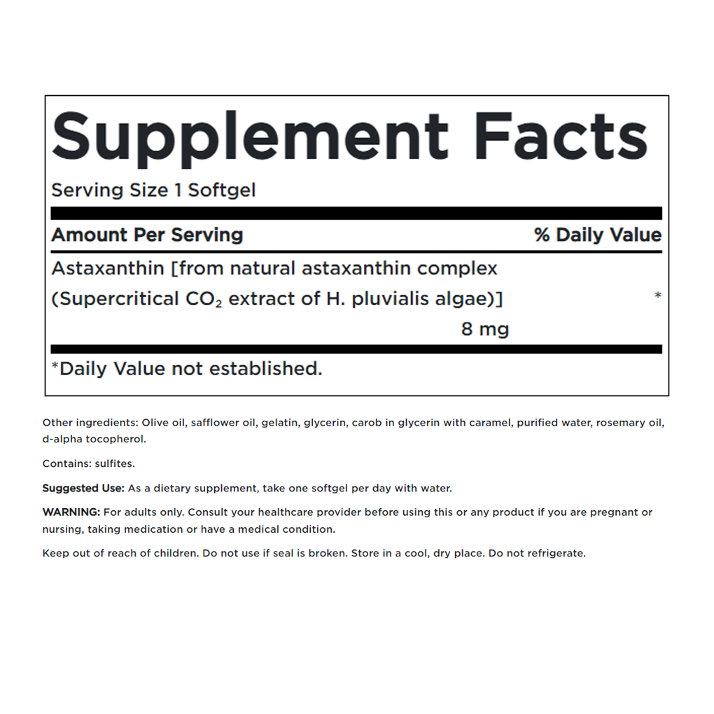 Swanson Ultra High Potency Astaxanthin 8 mg / 30 Sgels Swanson Ultra High Potency Astaxanthin 8 mg / 30 Sgels
