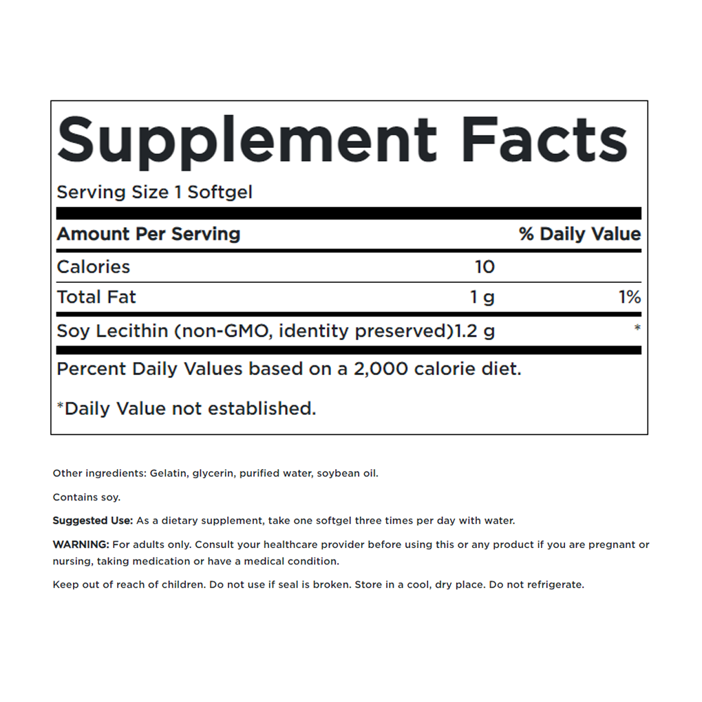 Swanson Premium Lecithin Non-GMO 1,200 mg / 180 Sgels Swanson Premium Lecithin Non-GMO 1,200 mg / 180 Sgels