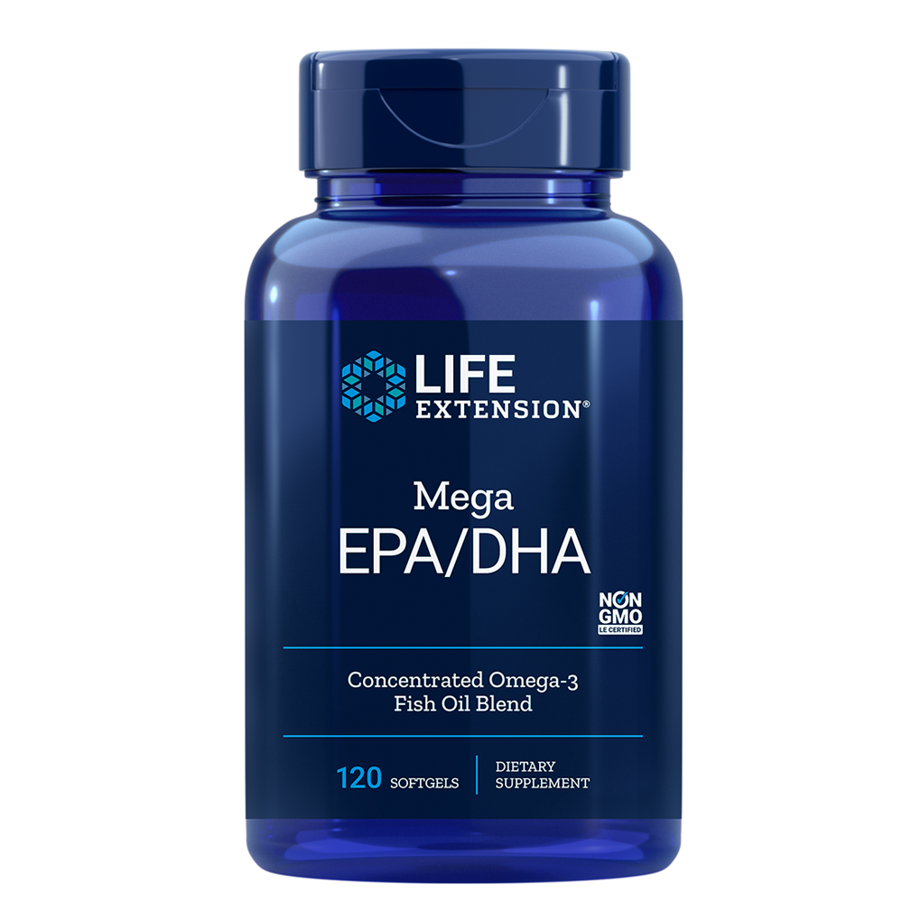 Life Extension Mega EPA/DHA (Vitamin E (as D-alpha tocopherol & Fish Oil Concentrate 2000 mg) / 120 Softgels