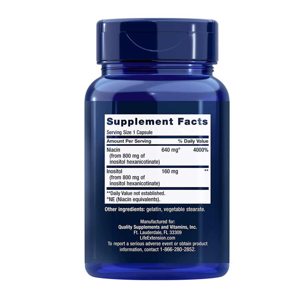 Life Extension No Flush Niacin Inositol Hexanicotinate 800 mg / 100 Capsules Life Extension No Flush Niacin Inositol Hexanicotinate 800 mg / 100 Capsules