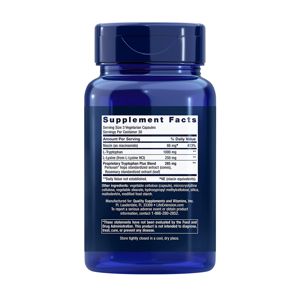 Life Extension Optimized Tryptophan Plus / 90 Vegetarian Capsules Life Extension Optimized Tryptophan Plus / 90 Vegetarian Capsules