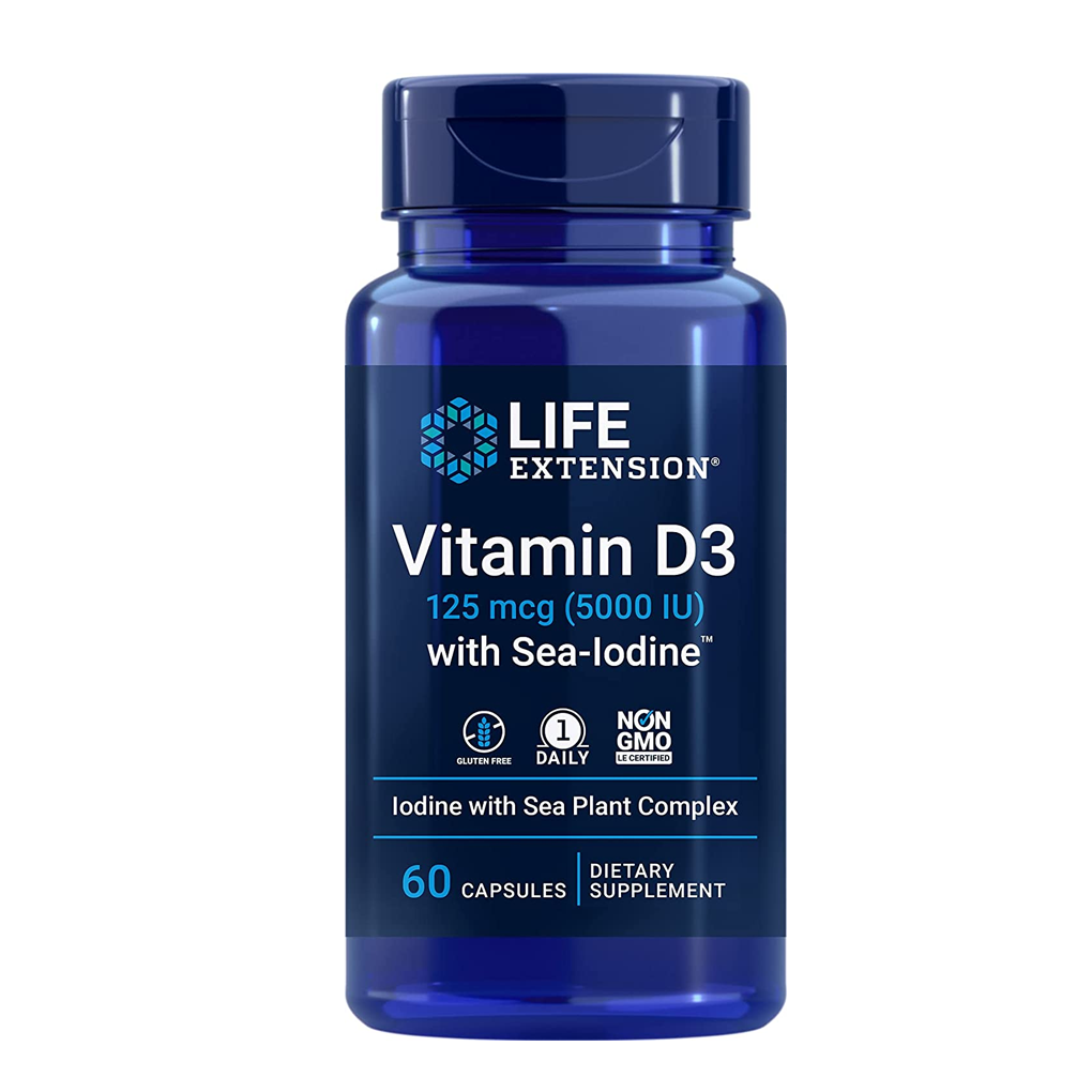 Life Extension  Vitamin D3 with Sea-Iodine™ 125 mcg (5000 IU) / 60 Capsules