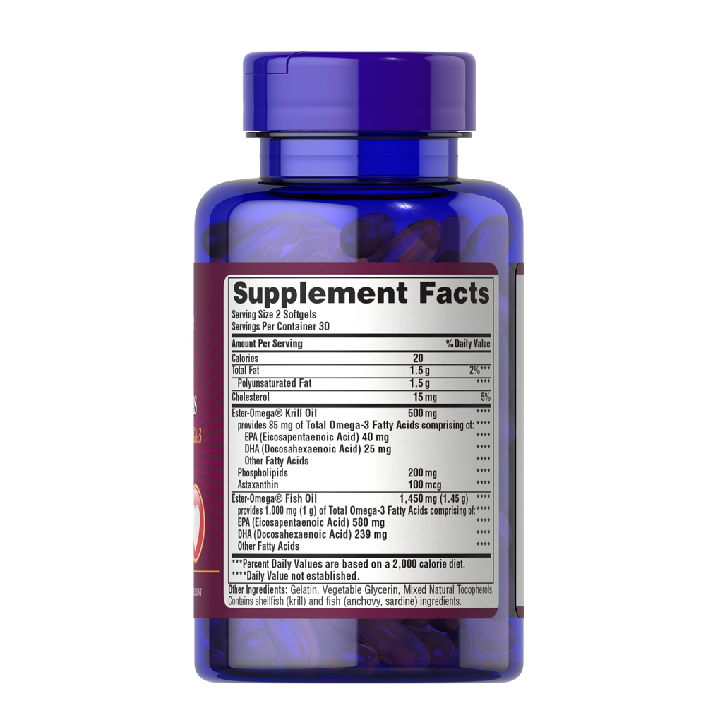 Puritan's Pride Krill Oil Plus High Omega-3 Concentrate 1085 mg / 60 Softgels Puritan's Pride Krill Oil Plus High Omega-3 Concentrate 1085 mg / 60 Softgels