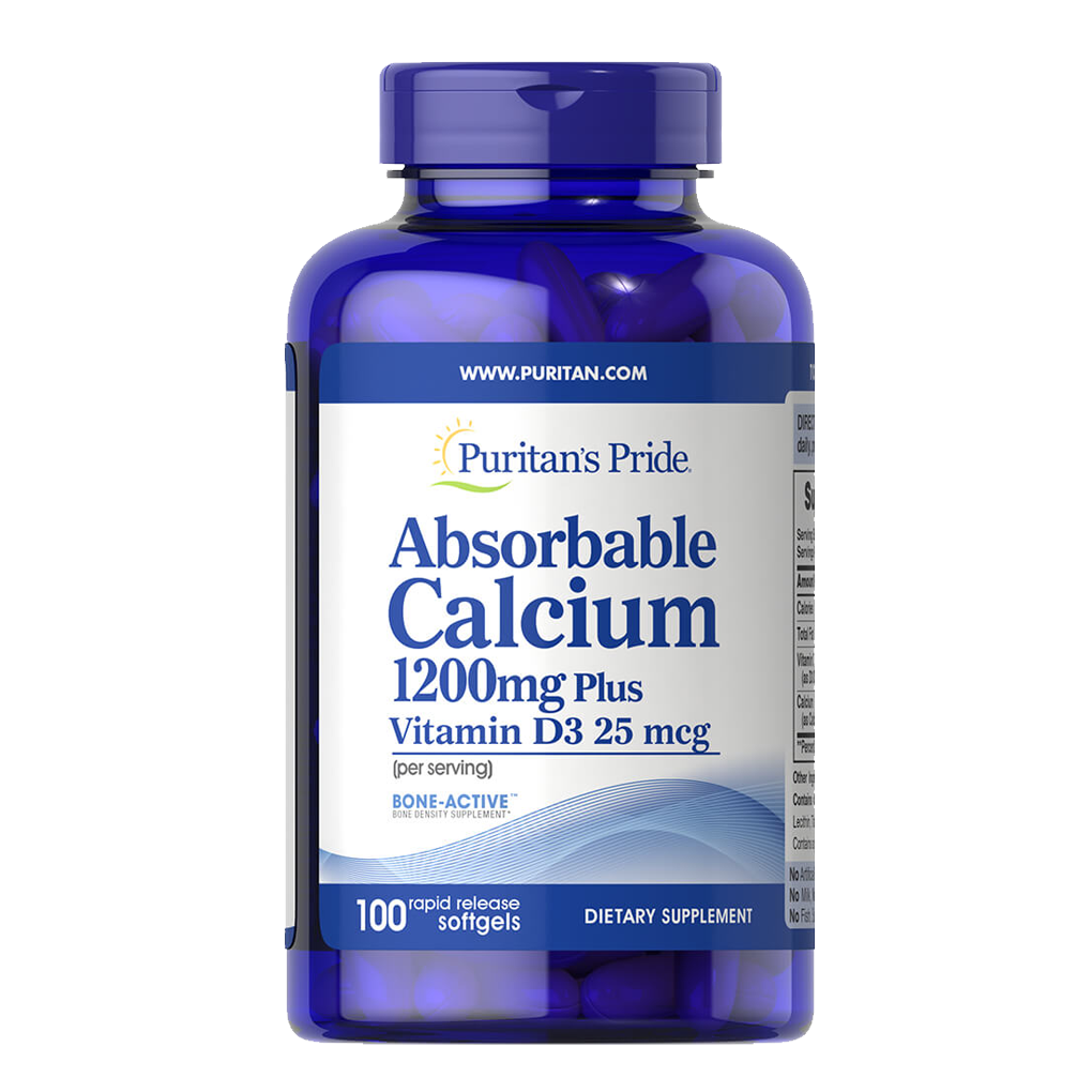 Puritan's Pride Absorbable Calcium 1200 mg with Vitamin D 1000 IU / 100 Softgels