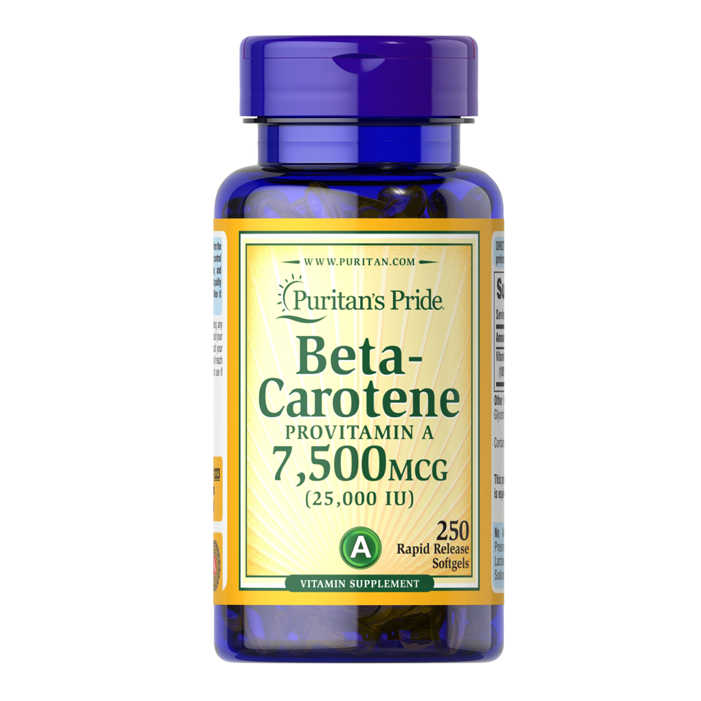 Puritan's Pride Beta-Carotene 25,000 IU (Provitamin A 7,500 mcg) / 250 Softgels