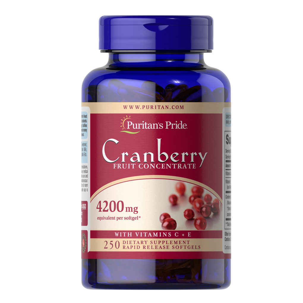 Puritan's Pride Cranberry Fruit Concentrate with C & E 4200 mg / 250 Softgels Puritan's Pride Cranberry Fruit Concentrate with C & E 4200 mg / 250 Softgels