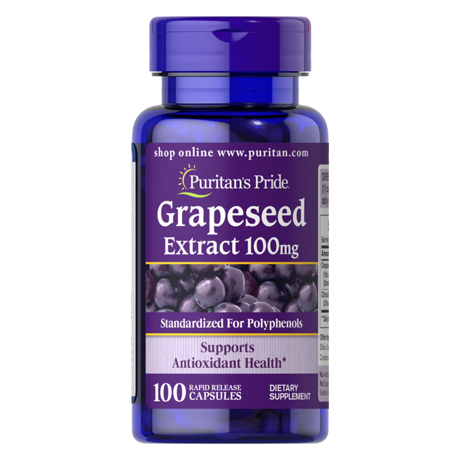 Puritan's Pride Grapeseed Extract 100 mg / 100 Capsules Puritan's Pride Grapeseed Extract 100 mg / 100 Capsules