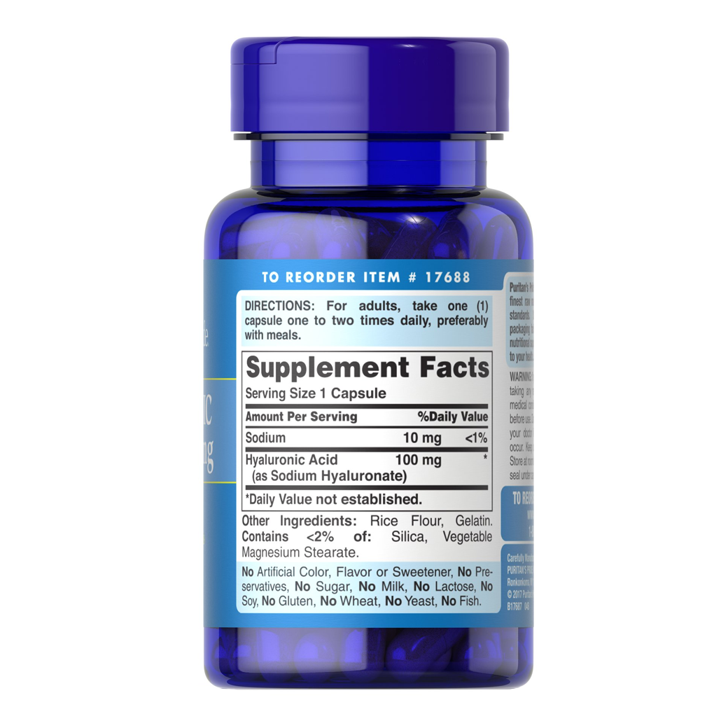 Puritan's Pride Hyaluronic Acid 100 mg / 60 Capsules Puritan's Pride Hyaluronic Acid 100 mg / 60 Capsules