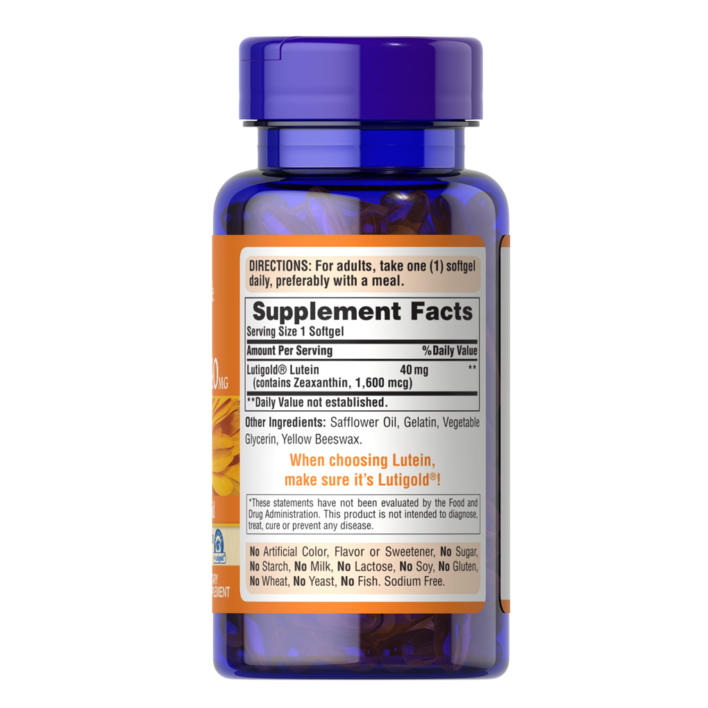 Puritan's Pride Lutein 40 mg with Zeaxanthin 1,600 mcg / 60 Softgels Puritan's Pride Lutein 40 mg with Zeaxanthin 1,600 mcg / 60 Softgels