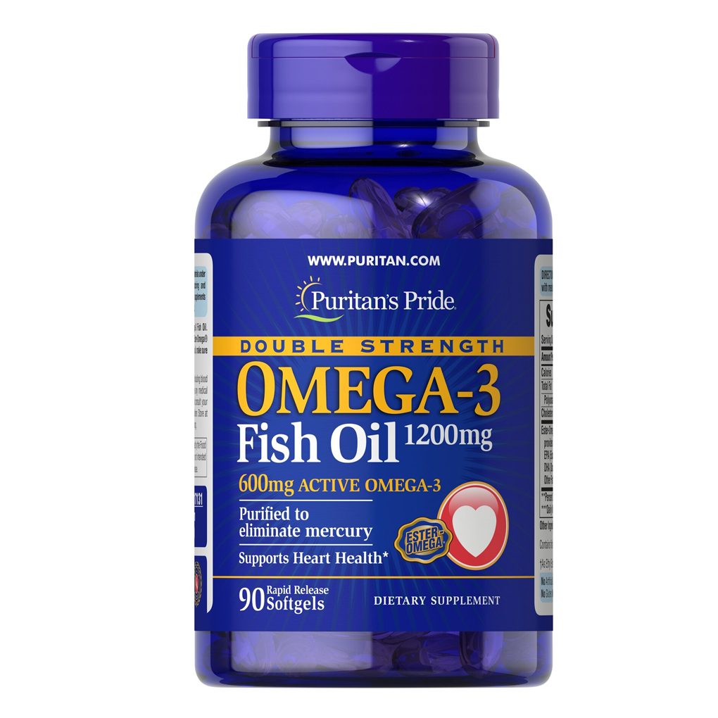 Puritan’s Pride Double Strength Omega-3 Fish Oil 1200 mg/600 mg Omega-3 / 90 Softgels