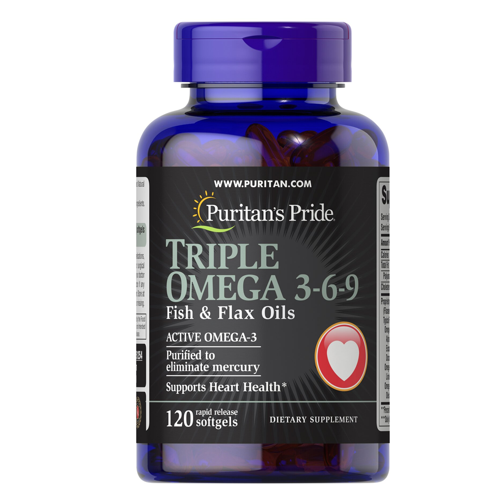 Puritan's Pride Triple Omega 3-6-9 Fish & Flax Oils / 120 Softgels