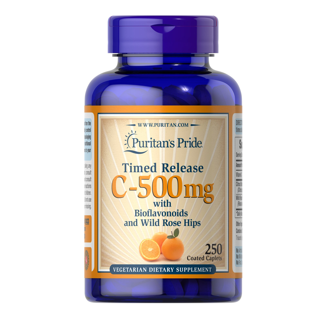Puritan's Pride Vitamin C-500 mg Protective Bioflavonoids & Wild Rose Hips Time Release 500 mg / 250 Caplets Puritan's Pride Vitamin C-500 mg Protective Bioflavonoids & Wild Rose Hips Time Release 500 mg / 250 Caplets
