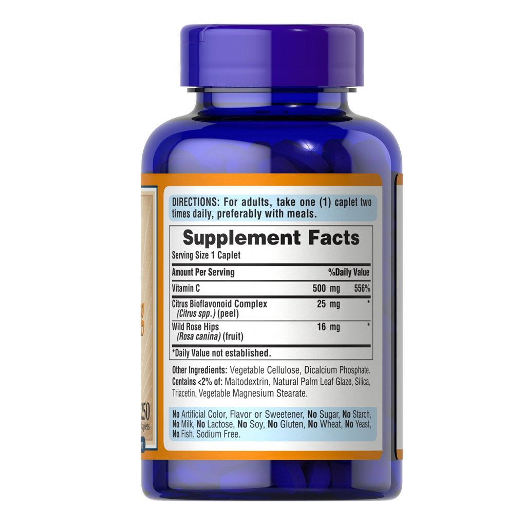 Puritan's Pride Vitamin C-500 mg Protective Bioflavonoids & Wild Rose Hips Time Release 500 mg / 250 Caplets Puritan's Pride Vitamin C-500 mg Protective Bioflavonoids & Wild Rose Hips Time Release 500 mg / 250 Caplets